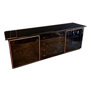 Sideboard in Black Lacquered Wood and Maple attributed to Pierre Cardin for Roche Bobois, 1970s For Sale