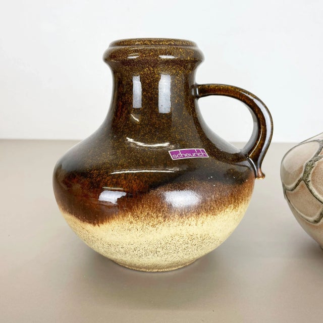 1970s Multi-Color Fat Lava Pottery Vases from Scheurich, Germany, 1970s, Set of 2 For Sale - Image 5 of 18