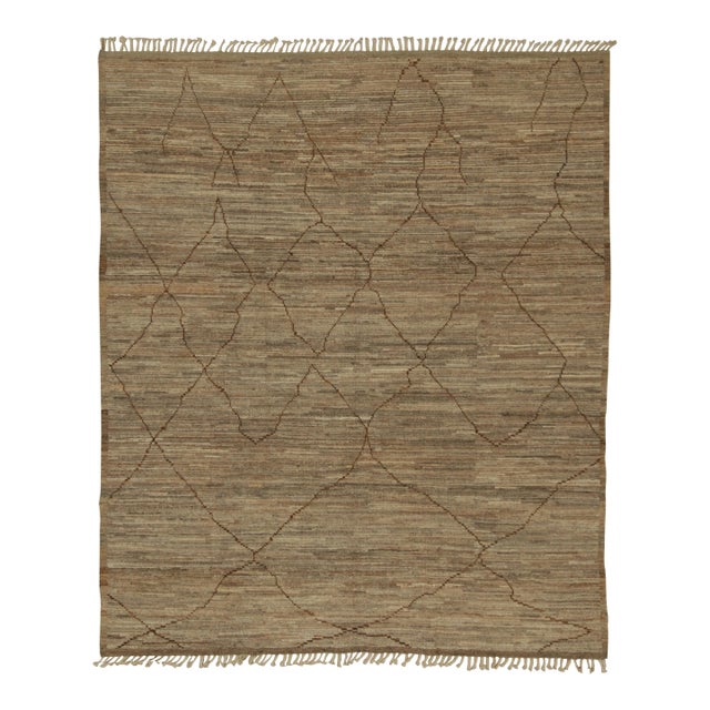 Rug & Kilim’s Modern Rug with Beige-brown Geometric Patterns - 8x10 For Sale