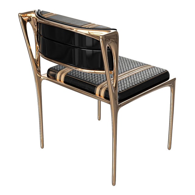 Art Deco "Devonshire" Chair With Bronze and Tailor Made Leather For Sale - Image 3 of 11