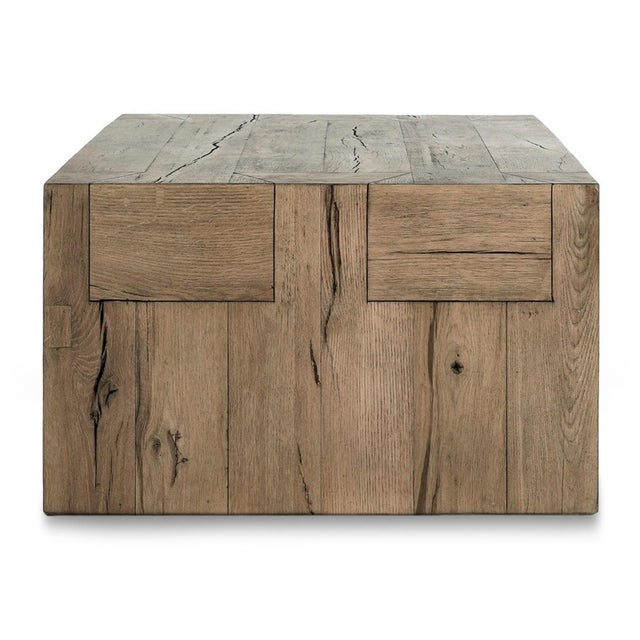 2020s Natural Oak Beam Farmhouse Coffee Table For Sale - Image 5 of 6
