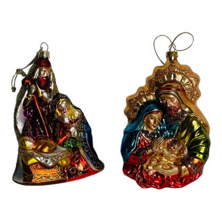 Vintage Glass Christmas Ornaments Nativity For Sale