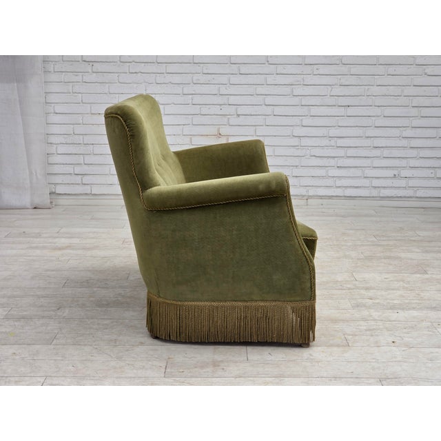 Green Danish 2-Seater Sofa in Light Green Furniture Velour, 1970s For Sale - Image 8 of 18