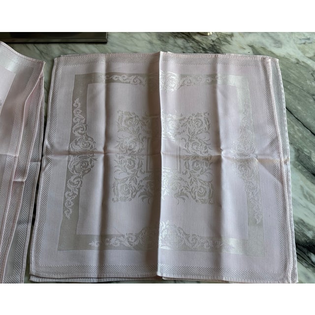 Vintage Fine Damask Pink Napkins - Set of 8 For Sale - Image 9 of 15