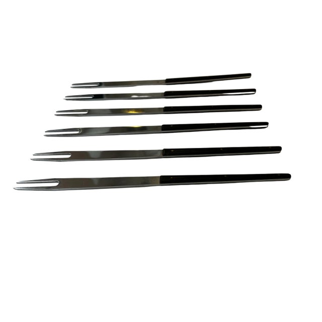 Black Fondue Skewers by Carl Auböck for Amboss, Austria, 1950s, Set of 6 For Sale - Image 8 of 10