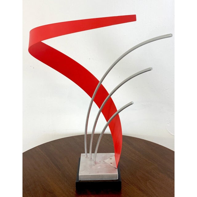 Wood French Modern Enameled Metal Abstract Sculpture For Sale - Image 7 of 11