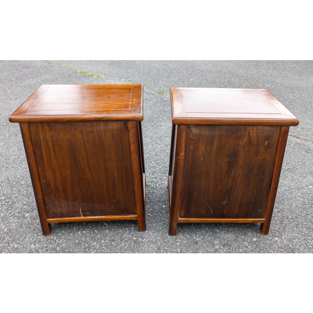 Early 20th Century Pair of Chinese Elm Cabinets for End Tables or Nightstands For Sale - Image 12 of 14