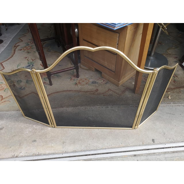 Black Gilt Trifold Fireplace Screen Guard, 1970s For Sale - Image 8 of 8