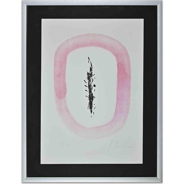 Lucio Fontana, Abstract Lithograph Edition 105/150, 1963, Lithograph, Framed For Sale
