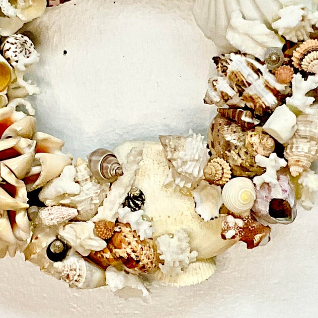 Shell Vintage 1980s Coastal Boho Chic Seashell Encrusted Wreath For Sale - Image 7 of 11