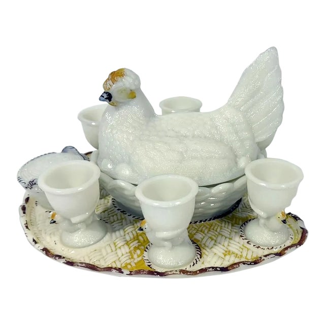 Early 20th Century Hen on Nest Breakfast Set- 9 Pieces For Sale