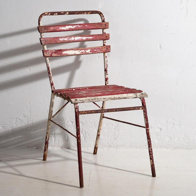 Antique Red and White Terrace Chairs, 1920s, Set of 4 For Sale - Image 16 of 18