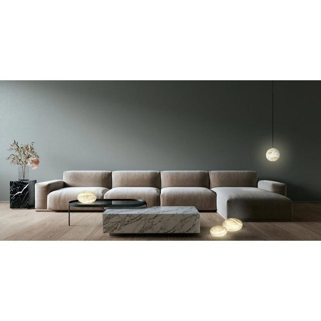 Small Wireless Oval Table Lamp by United Alabaster For Sale - Image 6 of 7