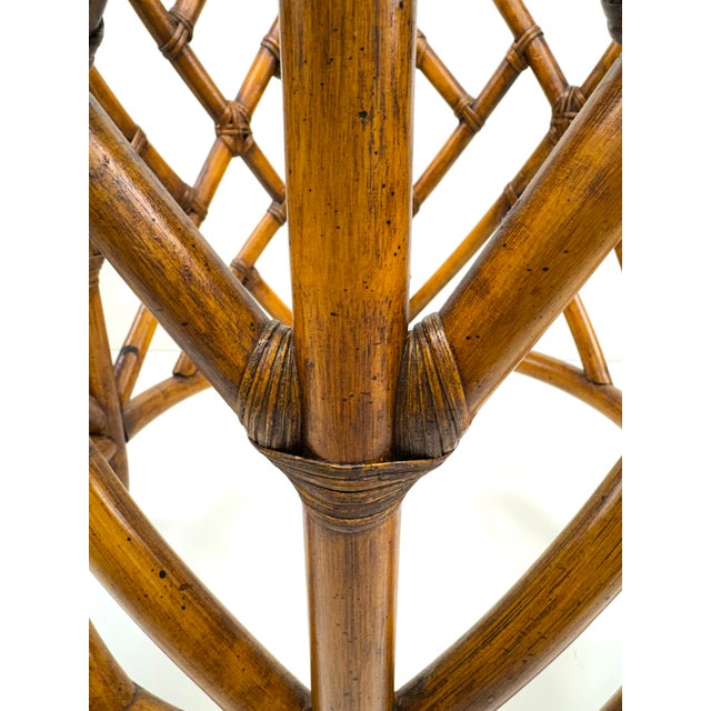 Mid-Century Modern 1960s McGuire Style Rattan Side Table Base With Geometric Lattice Frame For Sale - Image 3 of 10