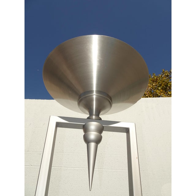 72" Tall Vintage Postmodern Silver Torchiere Floor Lamp For Sale - Image 9 of 13