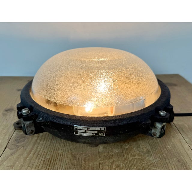 Industrial Black Cast Iron Ceiling Light from Elektrosvit, 1960s For Sale - Image 13 of 15