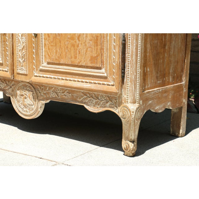 Antique Country French Bleached Oak Buffet a Deux Corps For Sale - Image 10 of 12