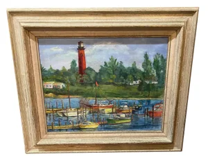 Mid-20th Century Painting of a Lighthouse