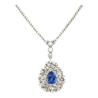 Michael Christoff 3.60 Carats Pear Shaped Sapphire and Diamond Necklace For Sale