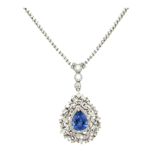 Michael Christoff 3.60 Carats Pear Shaped Sapphire and Diamond Necklace