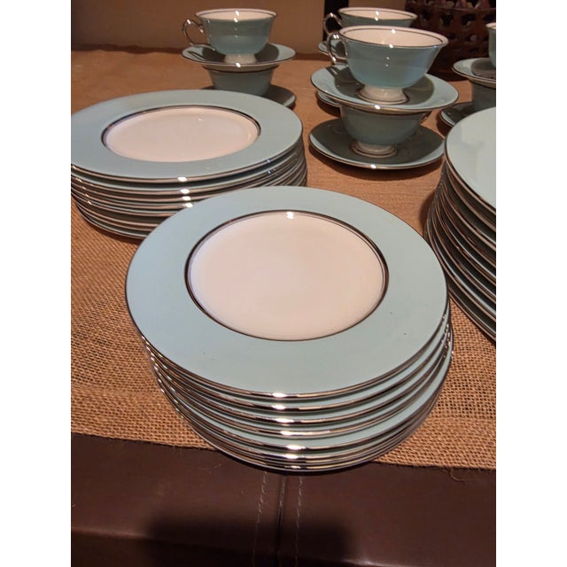 1950s Castleton Turquoise Pattern Serveware for Eight - 40 pcs For Sale - Image 10 of 12