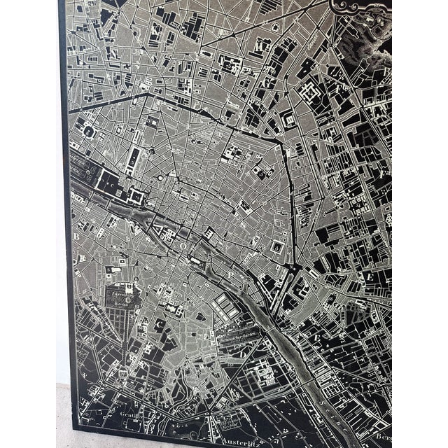 Vintage Black and White Map of Paris on Canvas For Sale In Atlanta - Image 6 of 8