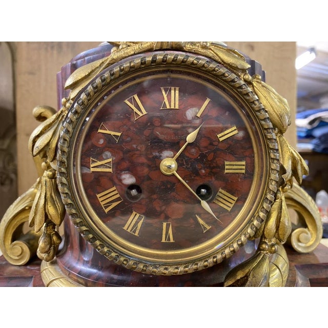 Antique French Marble Mantle Clock For Sale - Image 16 of 18