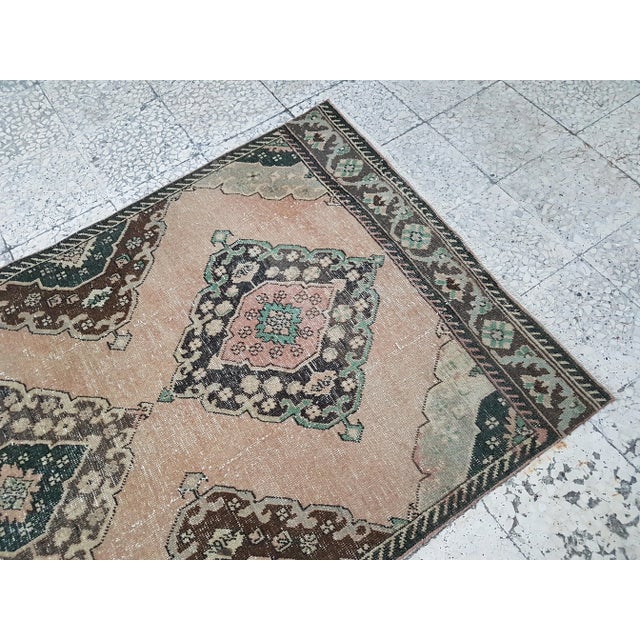 1970s Hand Knotted Vintage Turkish Anatolian Oushak Runner 3'8" X 12'8" For Sale In Philadelphia - Image 6 of 12