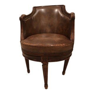 Mid 19th Century English Georgian Style Leather Swivel Chair For Sale