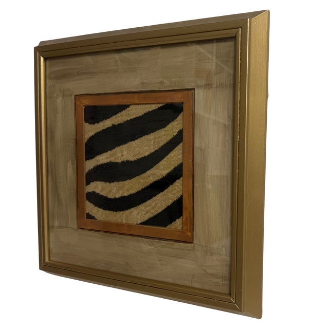 Pop Art Schumacher Zebra Textile in Artisan Hand-Painted Vintage Frame For Sale - Image 3 of 11