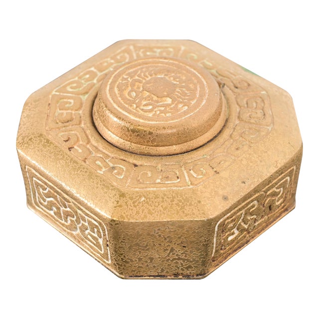 Tiffany Studios New York Zodiac Bronze Doré Inkwell For Sale