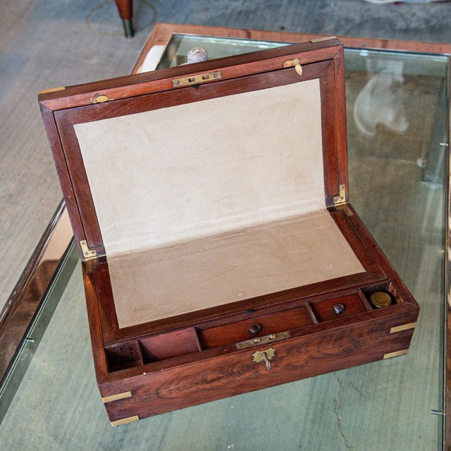 Late 19th Century English Brass Bound Mahogany Box or Travel Desk For Sale - Image 9 of 10