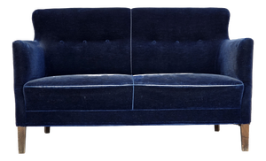 Danish Two-Seater Sofa in Dark Blue Furniture Velour, 1960s
