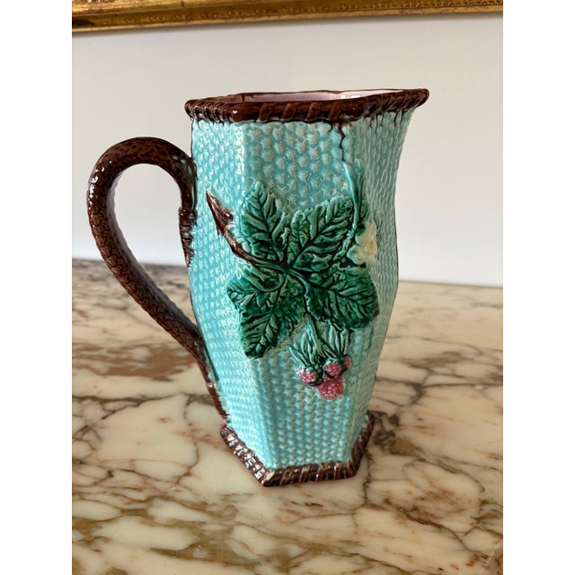 1880 English Majolica Hexagonal Pitcher For Sale - Image 6 of 12