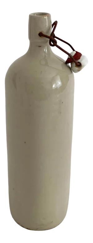 French Gray Stoneware Gin Bottle W/ Porcelain Stopper