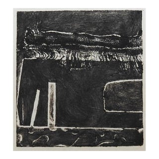 Mid 20th Century Black and White Abstract Block Print For Sale