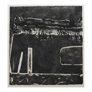 Mid 20th Century Black and White Abstract Block Print