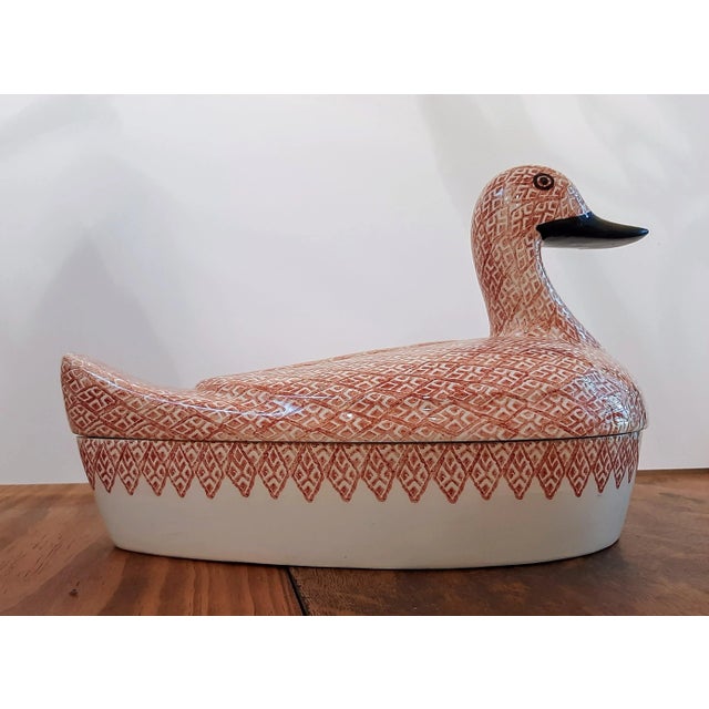 Italian Ceramic Pottery Duck Tureen Hand Painted For Sale In Fayetteville, AR - Image 6 of 10