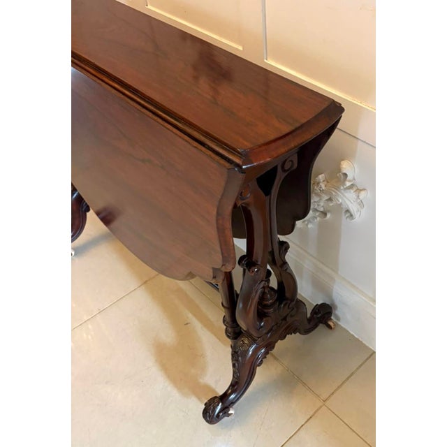 Antique Victorian Rosewood Drop Leaf Sutherland Occasional Table, 1850 For Sale - Image 6 of 17