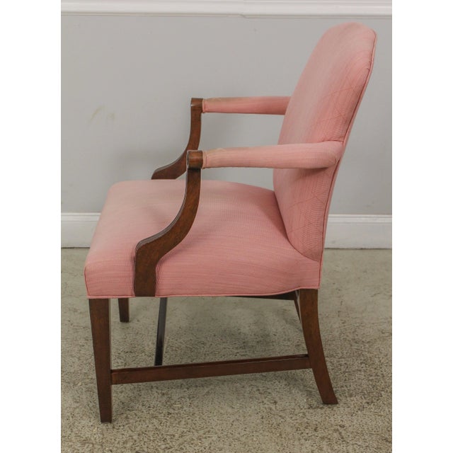 Traditional Southwood Inlaid Solid Mahogany Federal Upholstered Armchair For Sale - Image 3 of 13