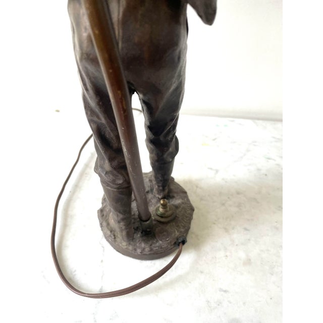 Vintage Art Nouveau Bronze Spelter Sculpture Lamp - France For Sale In New York - Image 6 of 12