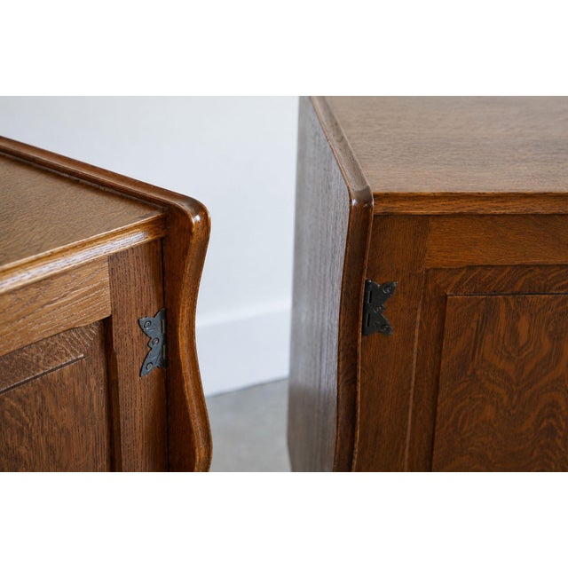 Brown Pair of Danish Oak Cabinets Attributed to Henning Kjærnulf, Denmark, C. 1960s For Sale - Image 8 of 10
