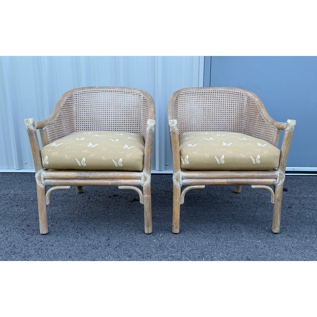 This exquisite three-piece seating set by McGuire effortlessly blends organic textures with elegant design. The set...