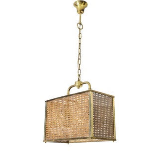 Pendant Lamp in Acrylic Glass and Vienna Straw, 1970s For Sale