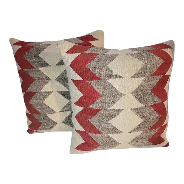 1930s Pair of Geometric Wool Pillows For Sale
