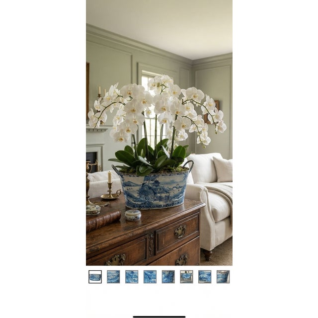 1980s Blue Tole French Style Chinoiserie Planter For Sale - Image 13 of 13