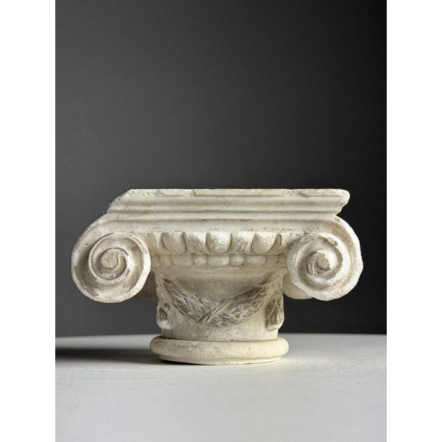 Ionic Hand Carved Marble Capital For Sale - Image 4 of 12