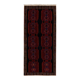 Vintage Ghazvin Kilim in anBlack With Red and Blue Geometric Patterns For Sale