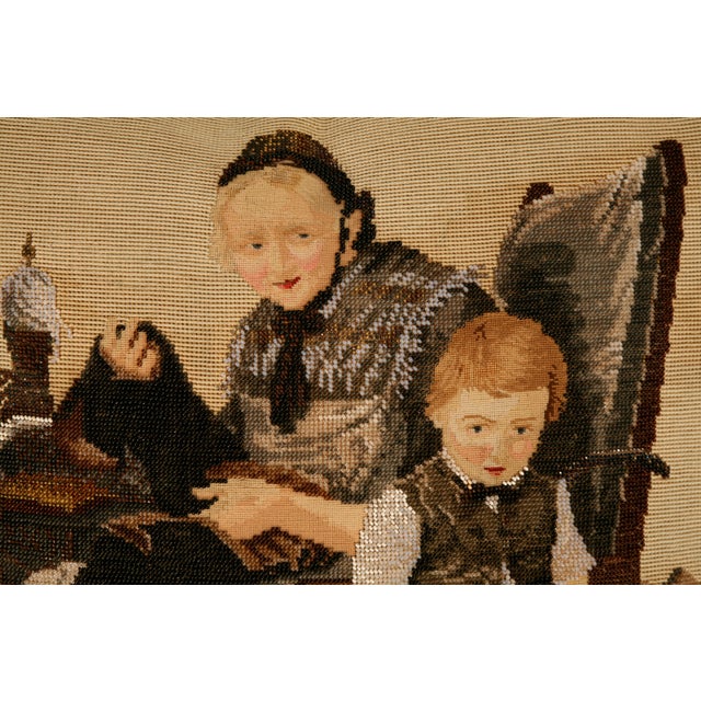 C.1880 the Best Antique English Folk Art Hand-Beaded Pillow Ever For Sale - Image 4 of 10