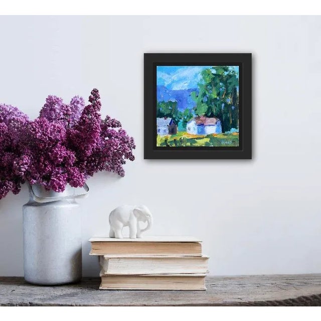 Sunlit House, Contemporary Impressionist Oil Painting Landscape For Sale - Image 4 of 7